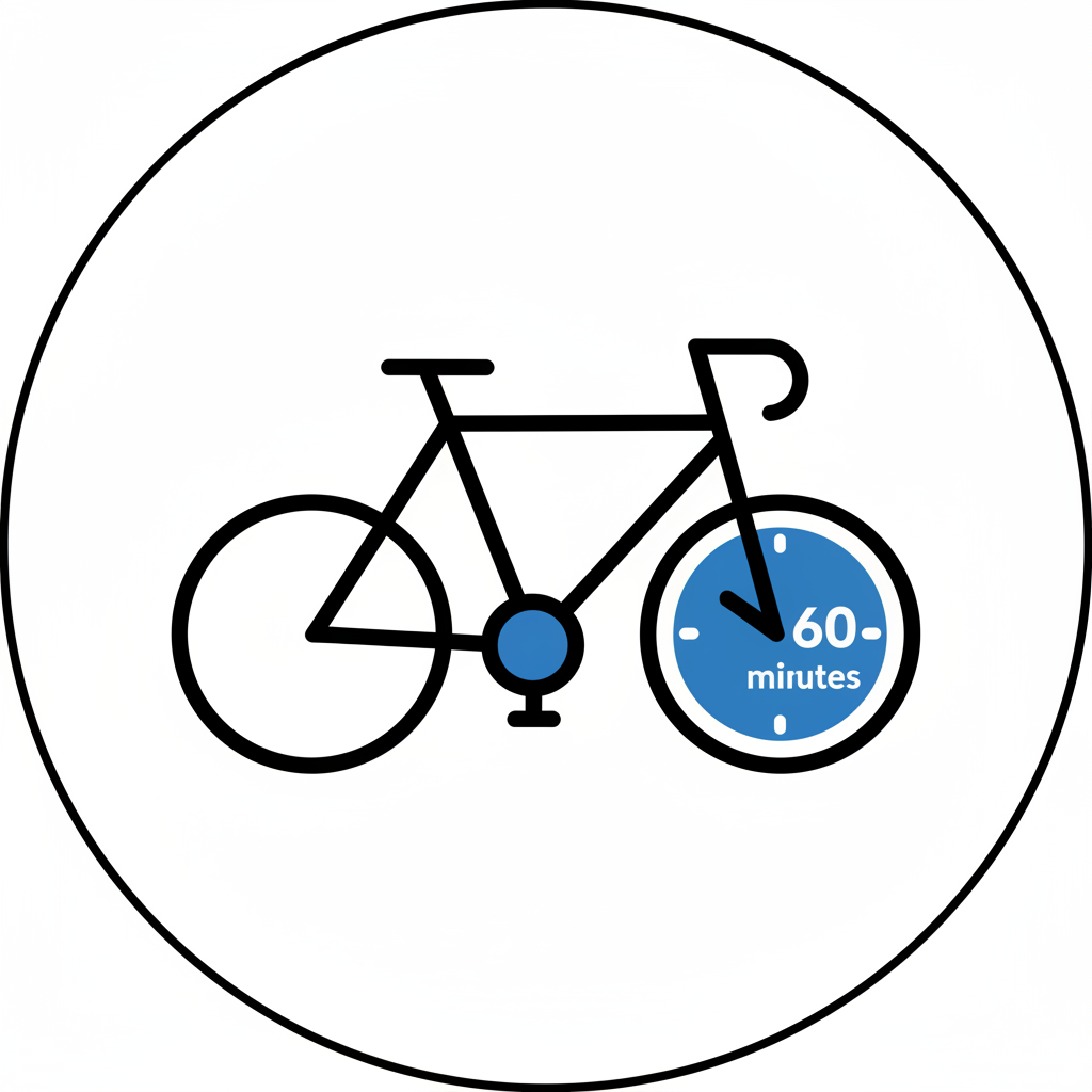 Using the same iconography create an icon for a bicycle repair booking fee for the initial 60 minutes