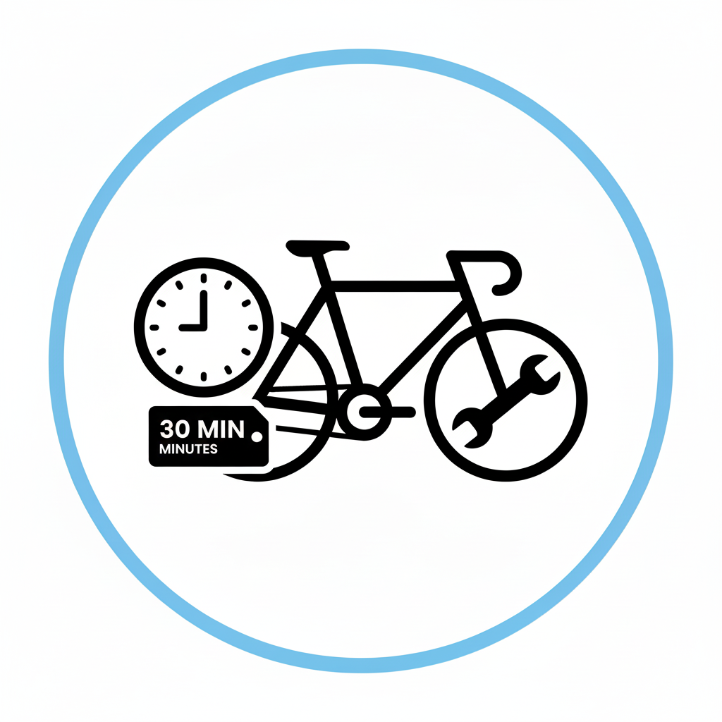 Using the same iconography, create three icons for Minimum 30 minutes, Minumim 60 minutes, and standard 60 minutes